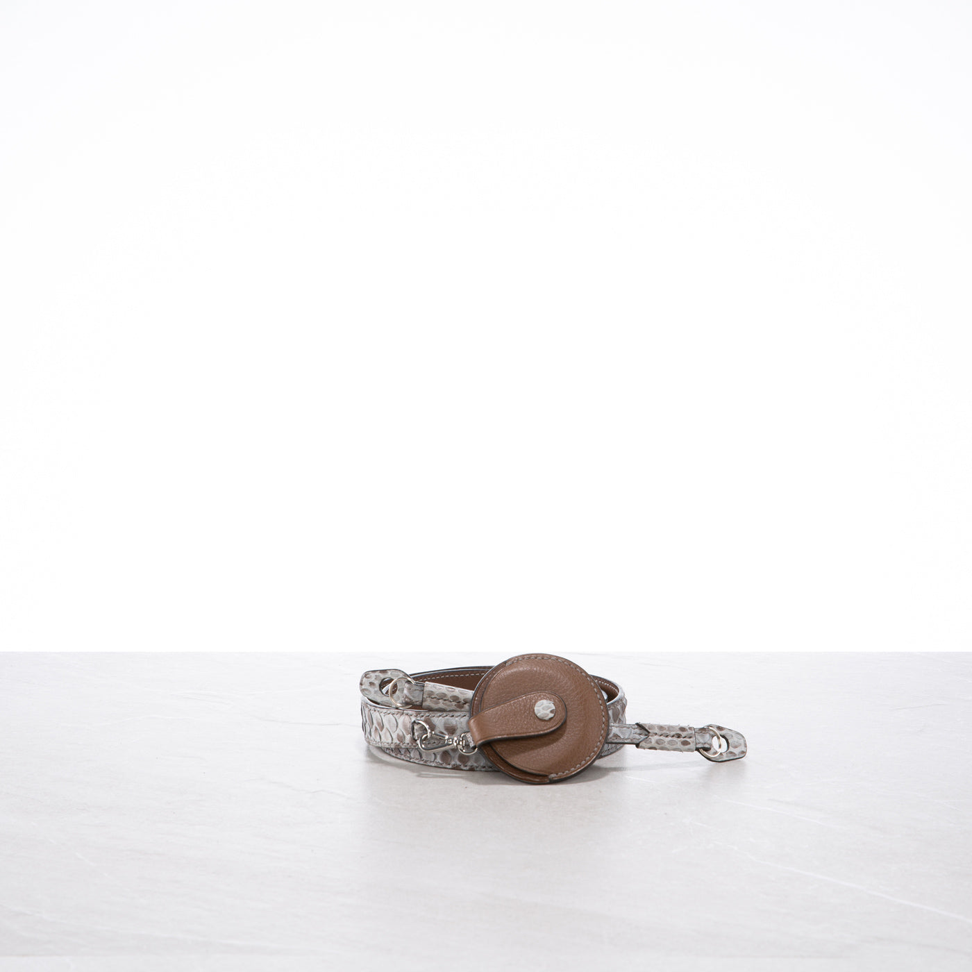 Bespoke camera neck strap with lens cap pouch